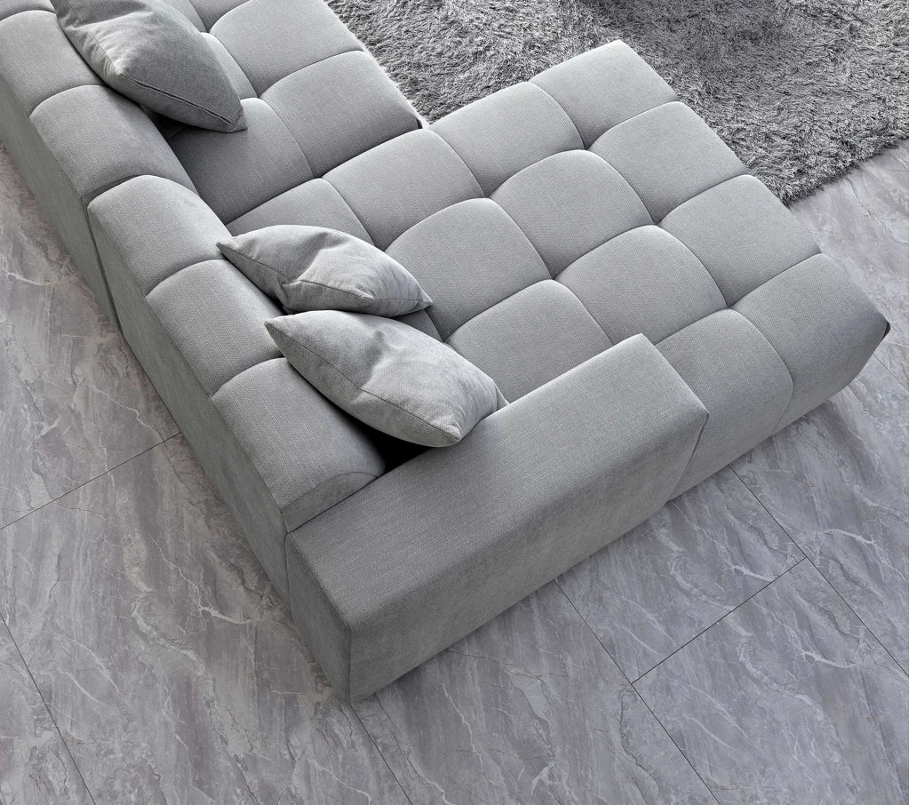 Aluxo Albert Cloudy Grey Boucle Left Hand Corner Sofa | 5 Seater